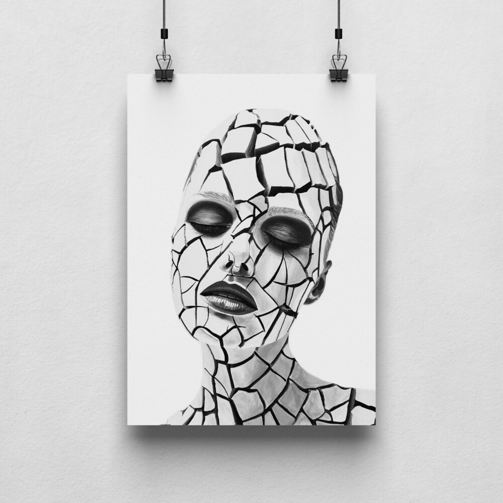 Fragile, das vierte Bild der beliebten Serie Cracked der Oldenburger Künstlerin Sarina Rick als hochwertiger Kunstdruck