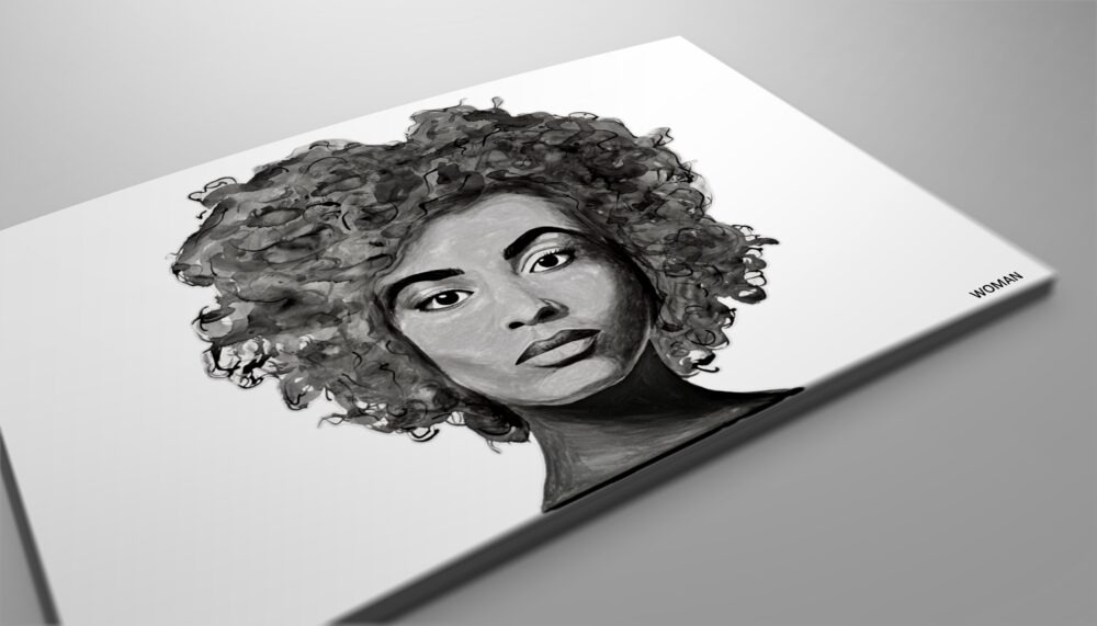 Woman, das Ausdrucksstarke Portrait der Oldenburger Künstlerin Sarina Rick als Kunst-Postkarte im DIN A6 Format.